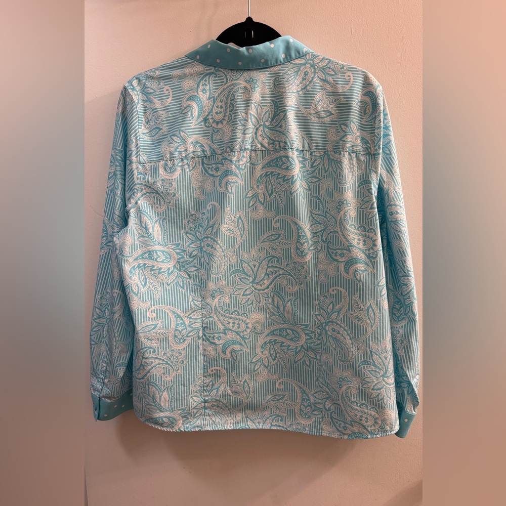 Chico's Light Blue Paisley Button Down Shirt - Picture 10 of 11
